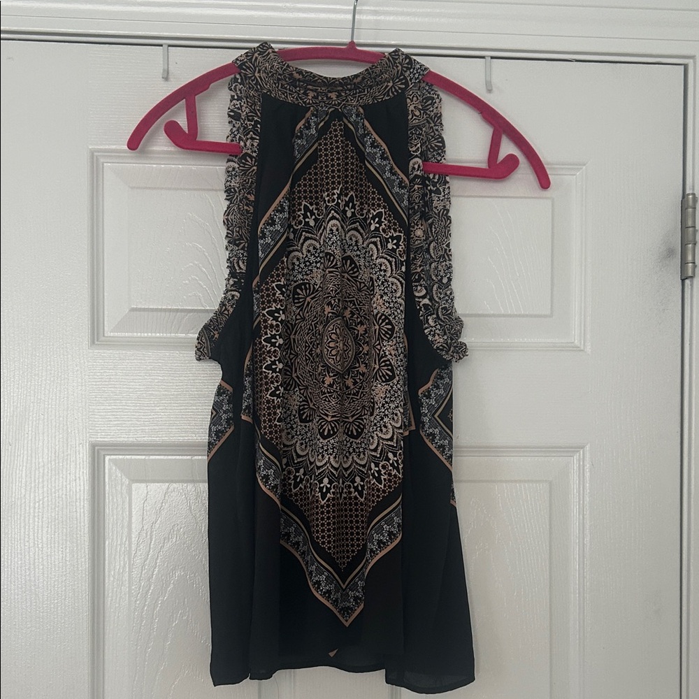 1. State Black Sleeveless Bandana Print Blouse size Large